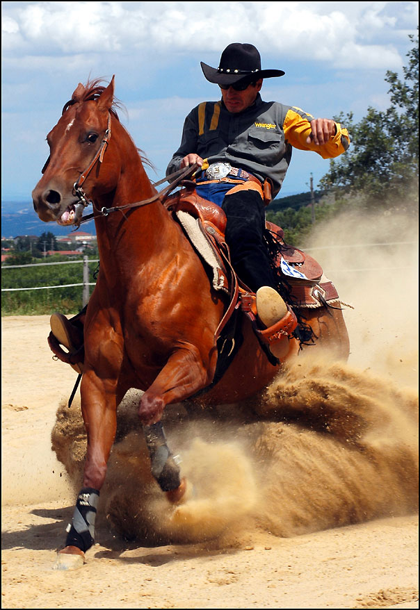 western horse sliding